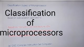Classification of  Microprocessors