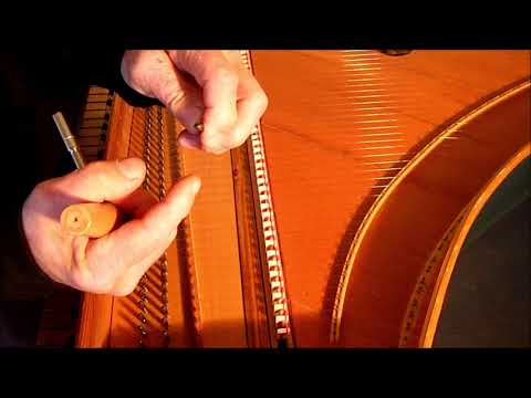 Replacing a harpsichord string  Peter Barnes 2020