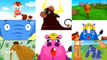 HICKORY DICKORY DOCK || BULL VS. HIPPO || 8 BEST CLOCK CRASHER PARTY || NEON OUTLINE || FX TUTORIAL