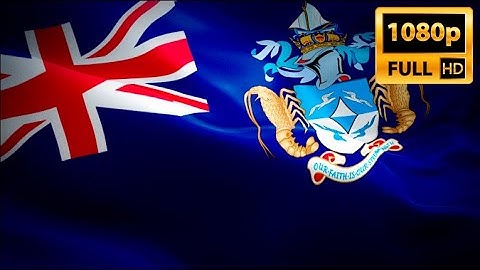 Tristan da Cunha flag closeup 1080p Full HD 1920X1080 footage video waving in wind. Tristan da Cunha
