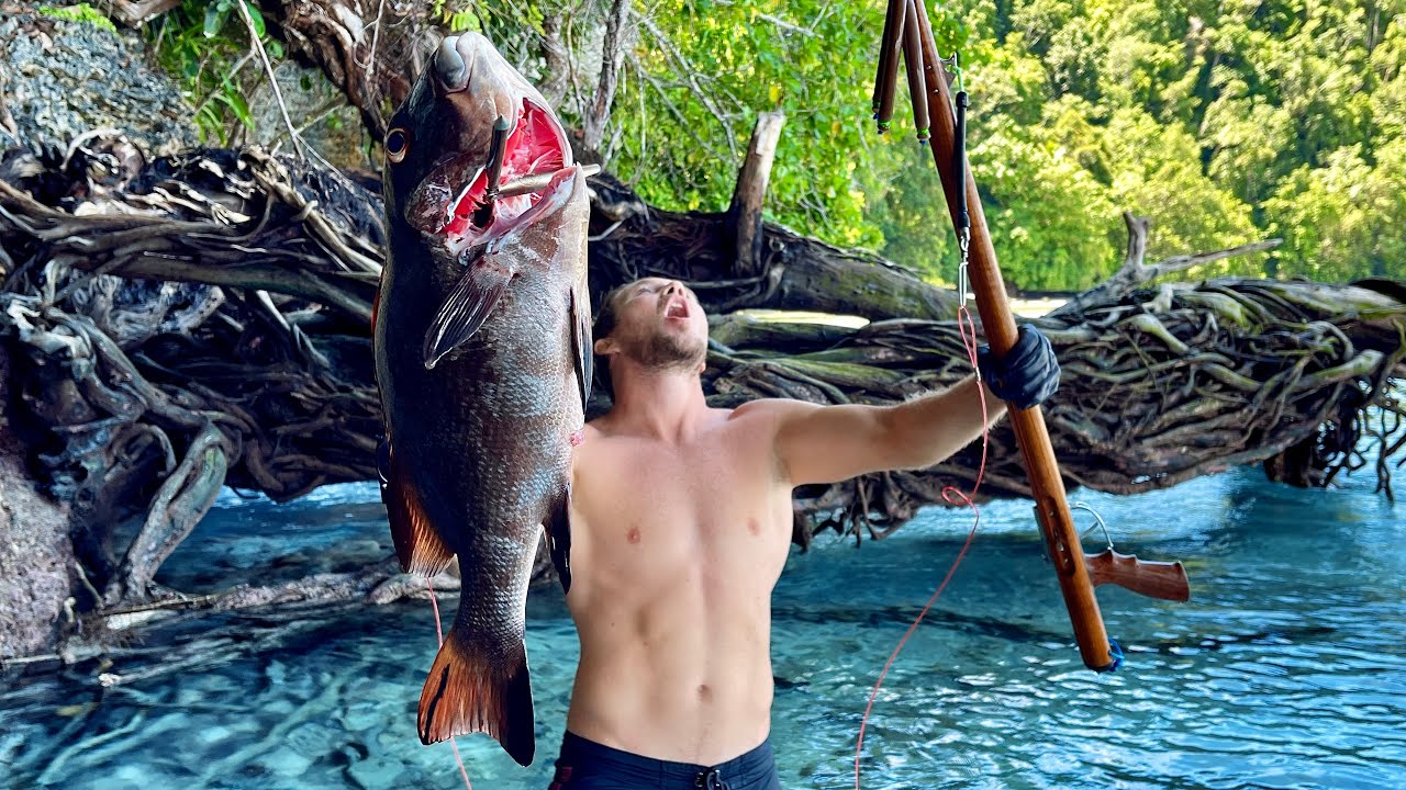 Solo Survival Spearfishing - Catch n Cook Amazing Fish 