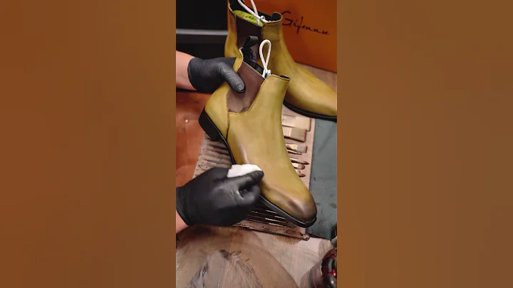 GIFENNSE SHOES | The coloring process of olive green boot #shoes #leathershoes #dressshoes L