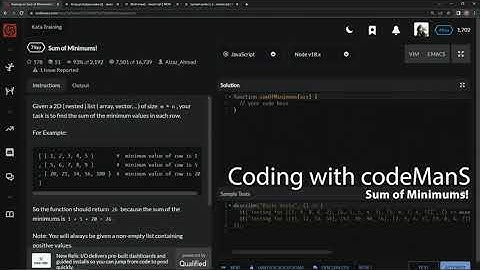Codewars 7 kyu Sum of Minimums! Javascript