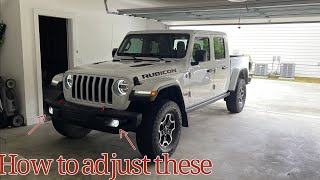 How to adjust the fog lights / Driving Lights on a Jeep Gladiator.   #jeep #rubicon #howto