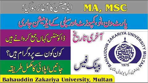 BZU online MA, MSC admission 2022  BZU online admission 2022  Bahauddin zakariya university