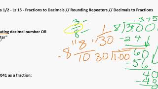 Algebra 1/2 - Ls 15 - Fractions to Decimals to Fractions
