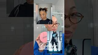 Simple Cyborg Halloween costume #eyemakeup #hairstyle #halloween #cyborg #curlyhair #curlyhairstyles