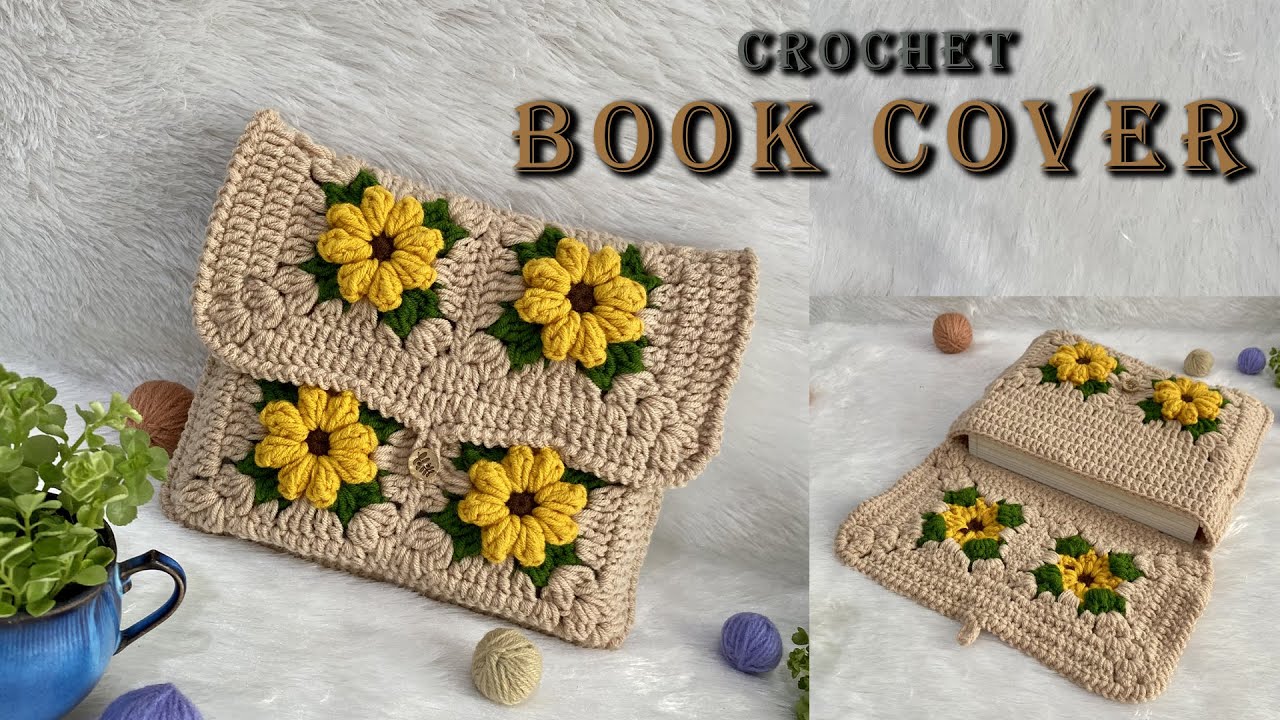 CROCHET: learn how to crochet an easy granny square book case / cover  pattern for beginners 