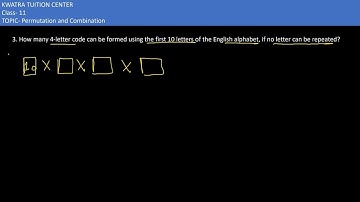 3. How many 4-letter code can be formed using the first 10 letters of the English alphabet, if