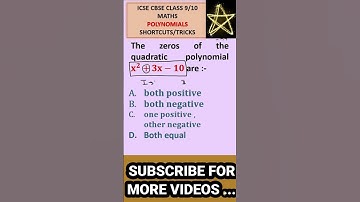 Polynomial MCQ Question Tricks | Maths Short Tricks | Maths Tricks | ICSE CBSE Class 10 MATHS #short