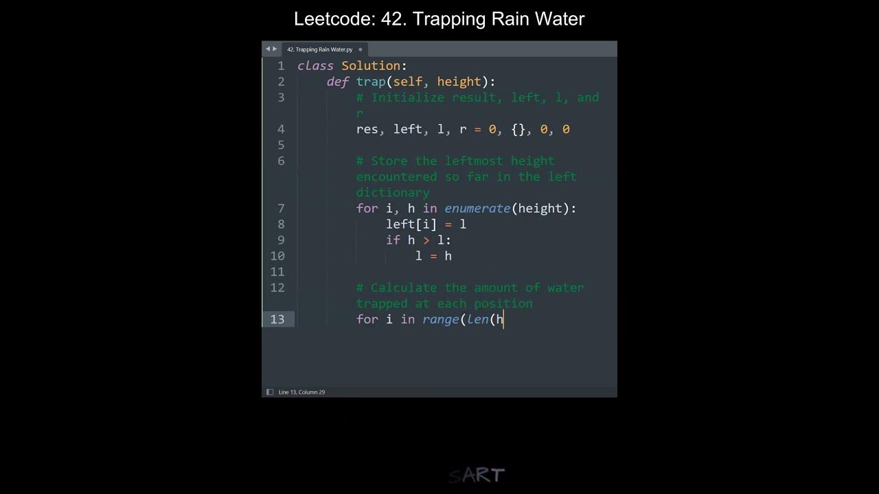 Leetcode 42. Trapping Rain Water in Python | Python Leetcode | Python ...