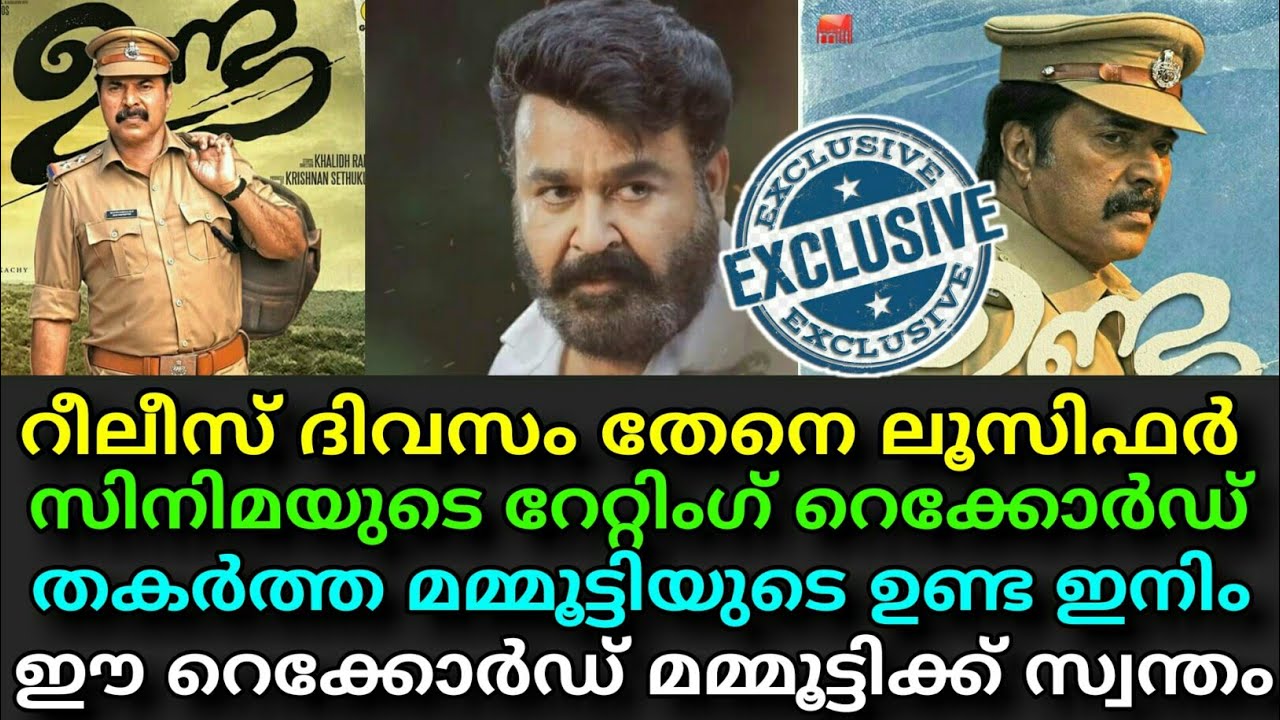 Unda Movie Breaks Rating Record Of Lucifer Movie In Released Day || Huge Record || Mammootty !!!