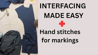 HOW TO INTERFACE A SUIT WITH AIRSTAY || mark lapel, button and pocket lines with hand stitches