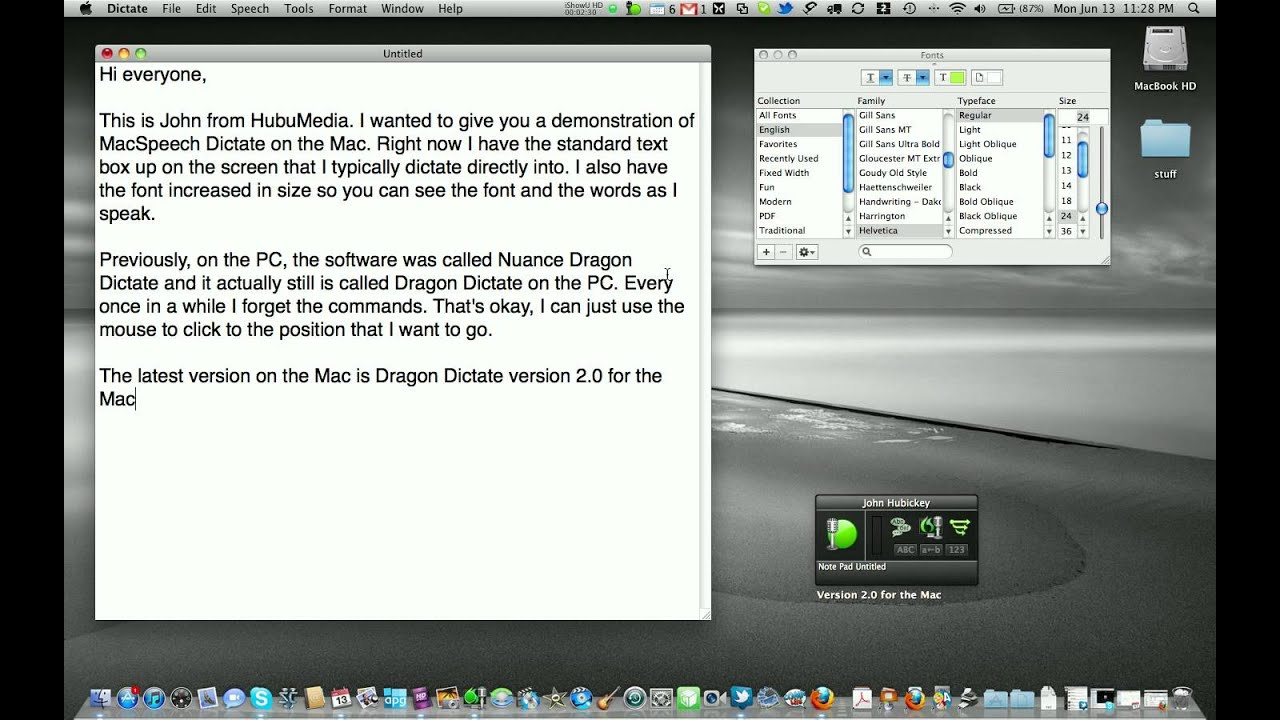 Using Nuance Dragon Dictate 2.0 on the Mac