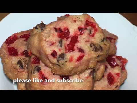 Christmas Maraschino Chocolate Chip Shortbread Cookies