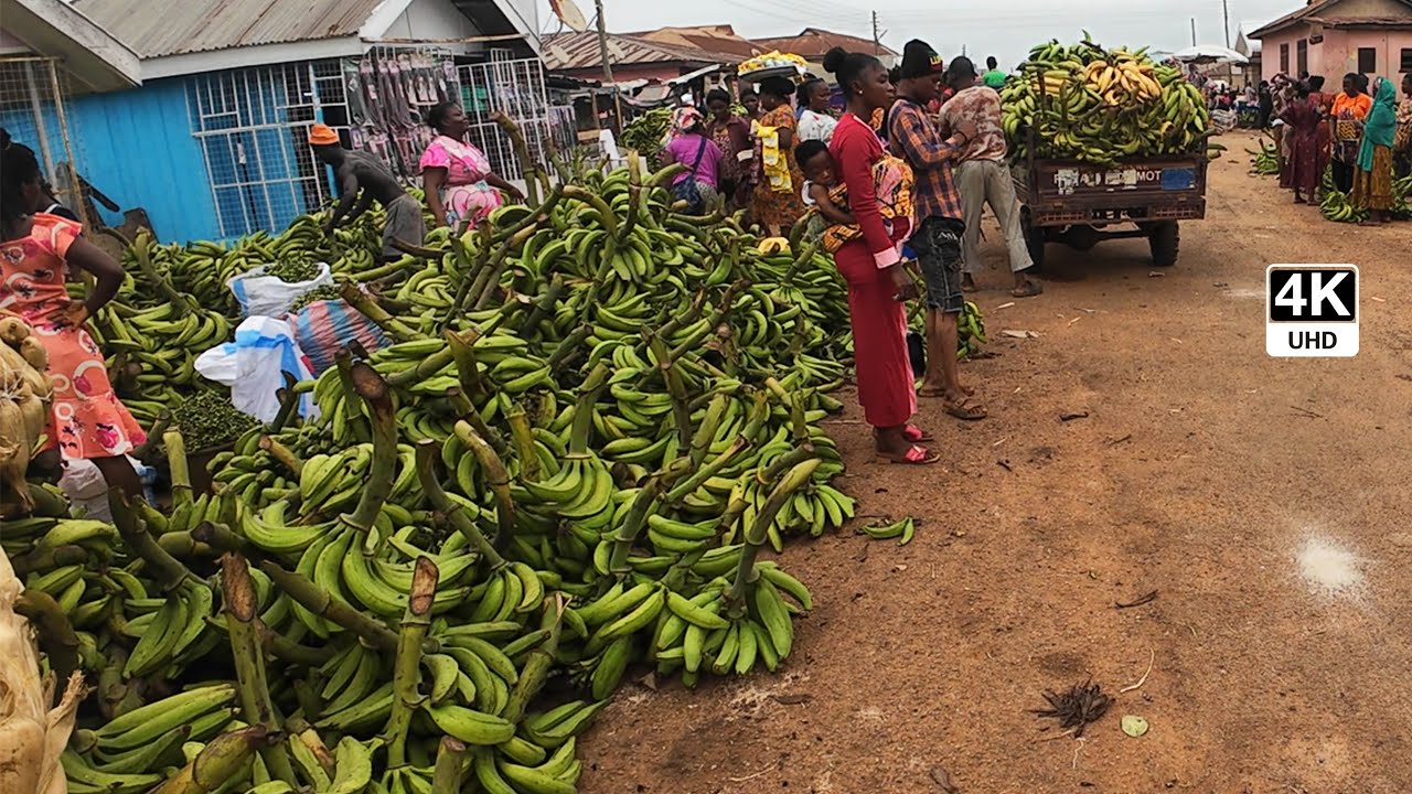 A Market Day at Duayaw Nkwanta on Friday in Ghana 4K