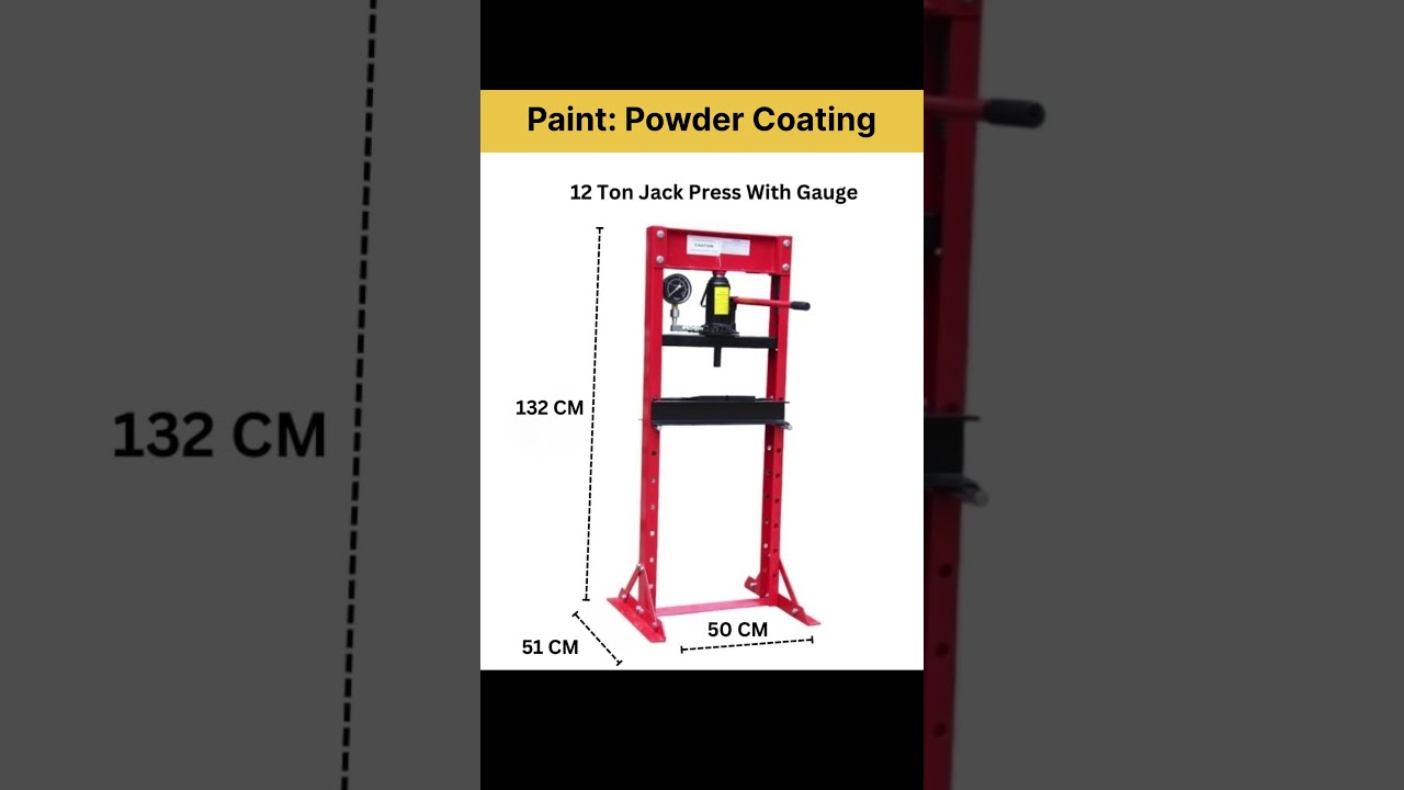 12 Ton Jack Press with Gauge - Hydraulic Bottle Jack Shop Press machine by Kisan Engineering
