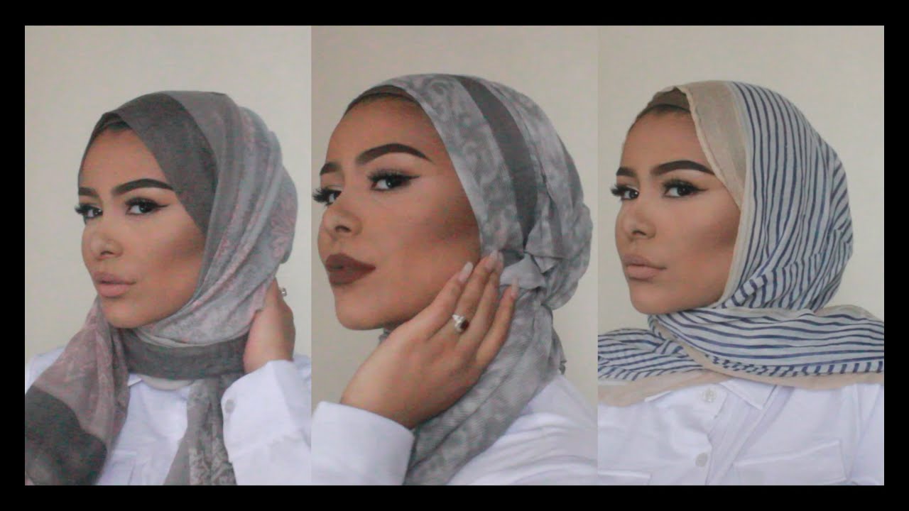 Three Easy Hijab Styles w/ NO VOLUME - YouTube