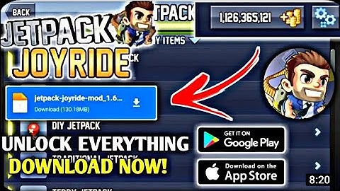 Jetpack joyride mod (letest version)unlimited coins and everything unlocked