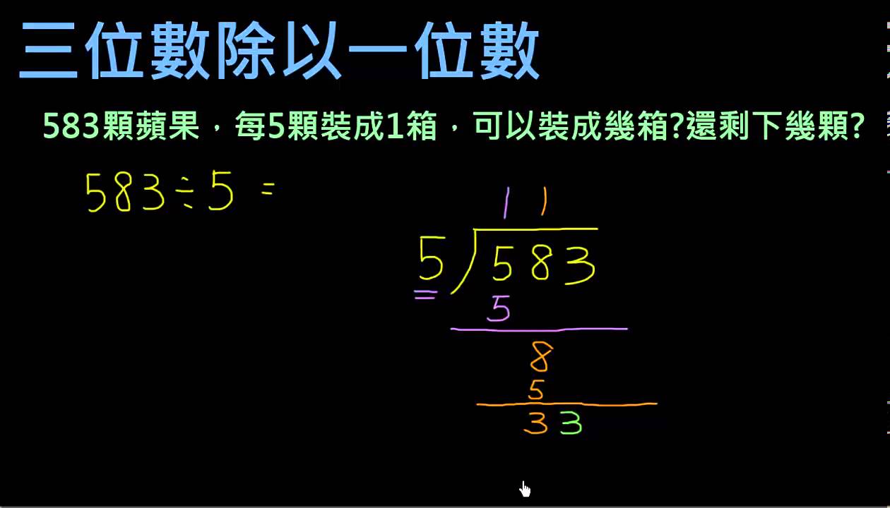 小三除法2 三位數除以一位數商為三位數且有餘數