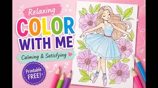 Girl Coloring a Beautiful Flower Dress Printable 🌸 Relaxing Coloring Book for Kids Girl Coloring a Beautiful Flower Dress Printable 🌸 Relaxing Coloring Book for Kids