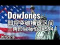 美股DowJones (道琼斯) 费氏转折第13日有机会向上突破盘局及三角形收敛末端