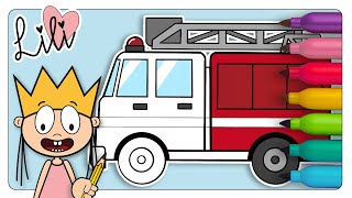 How to draw a FIRE TRUCK | Drawing and Coloring Pages for Kids