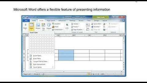 Word Processor Tabular Presentation Introduction