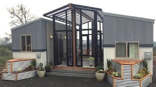 Amazing Two Tiny Houses Connected With A Central Sun Room And Deck