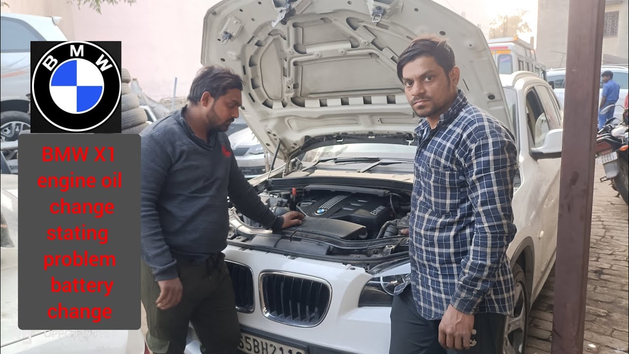 BMW X1 engine oil change stating problem battery change... YouTube