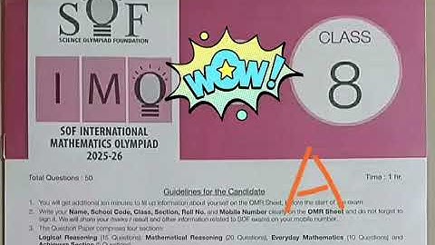 IMO class 8 A 2025-26 SOF Official Answer key Olympiad l#IMO 2025 #sof #mathsolympiad  #answerkey