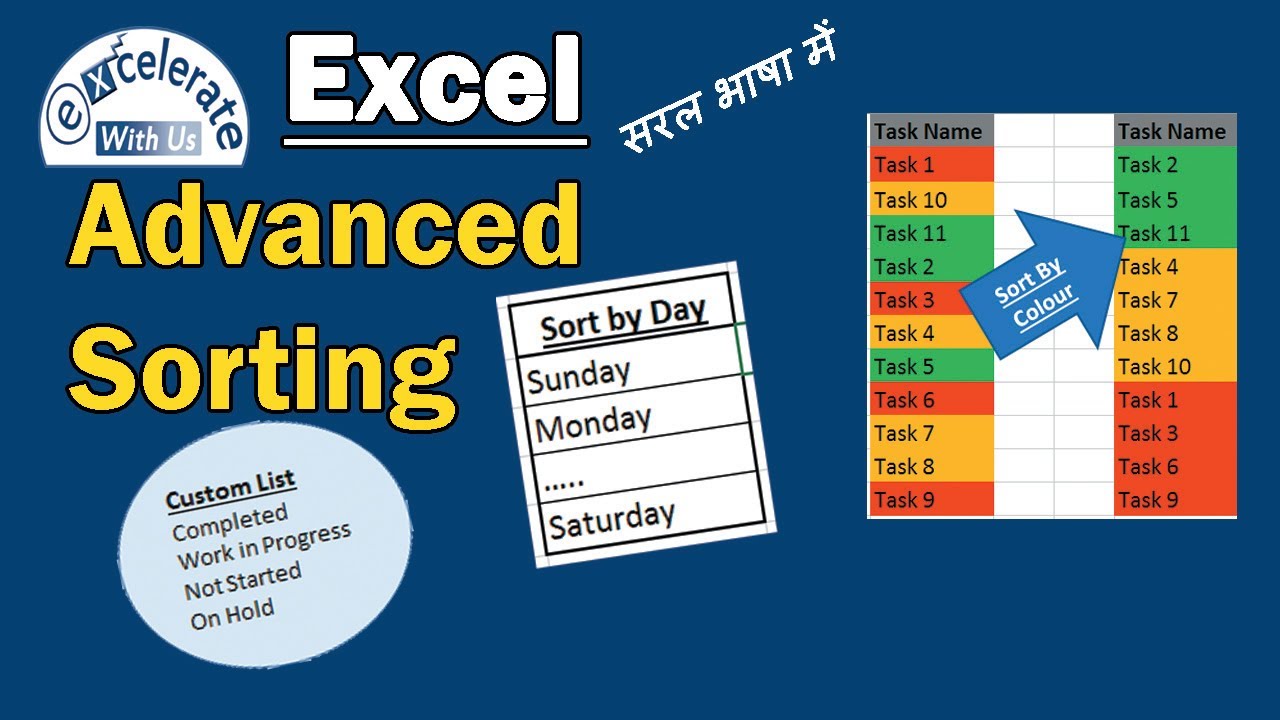 Excel Tutorial: Sorting Data (Basic and Advanced) - Hindi - YouTube