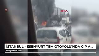 İstanbul - Esenyurt Tem Otoyolunda Cip Alev Alev Yandı