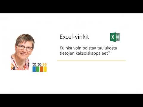 Video: Miten löydän kaksoiskappaleet Excel-työkirjasta?