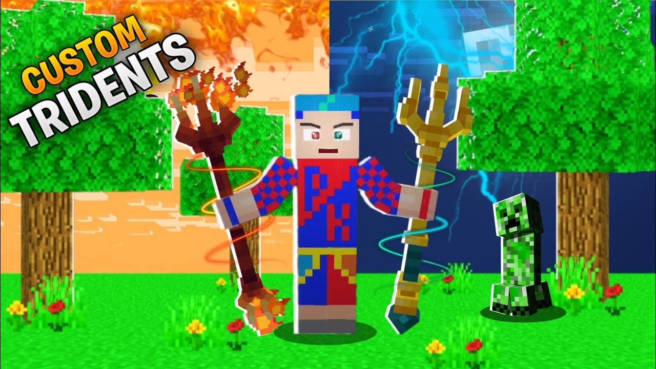 Minecraft but there are custom tridents | pocket edition - YouTube