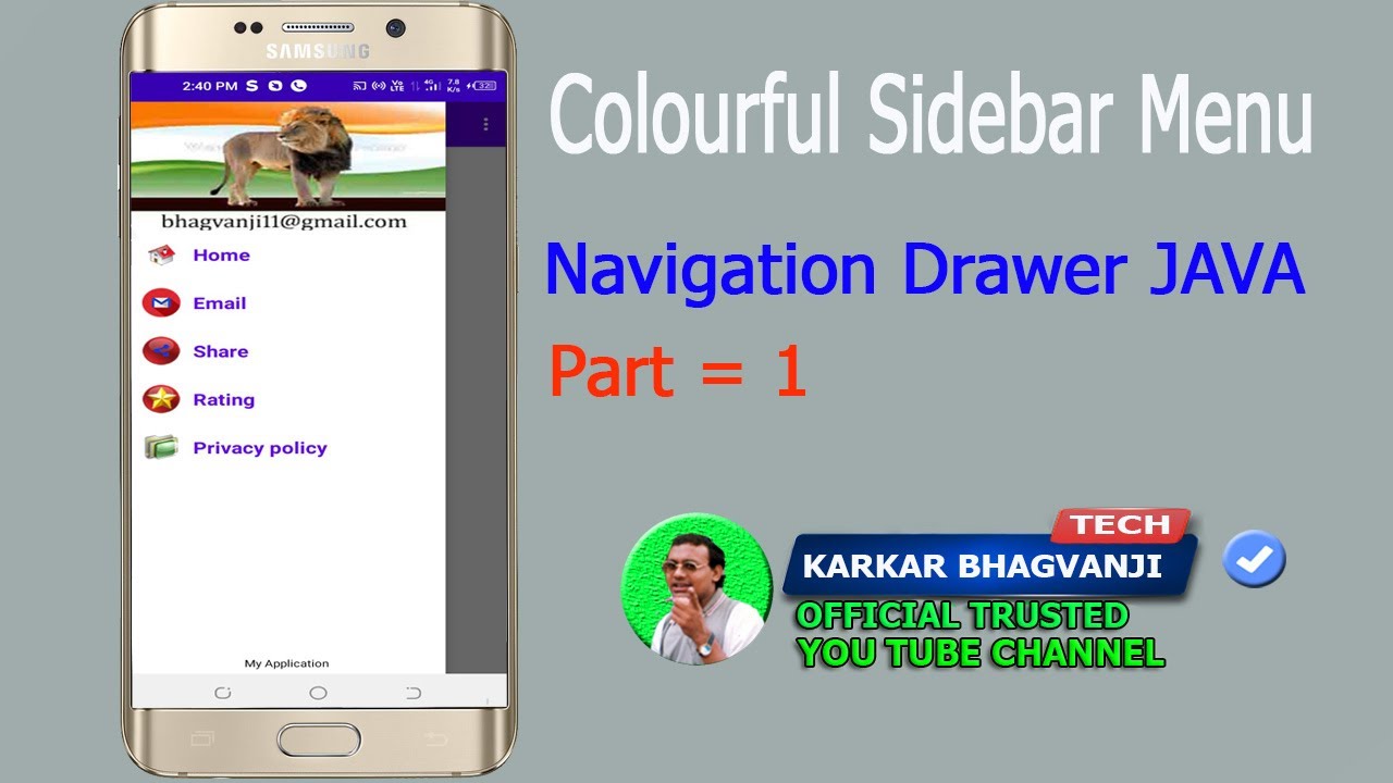 How to Create Colorful Navigation drawer | Sidebar Menu in android ...