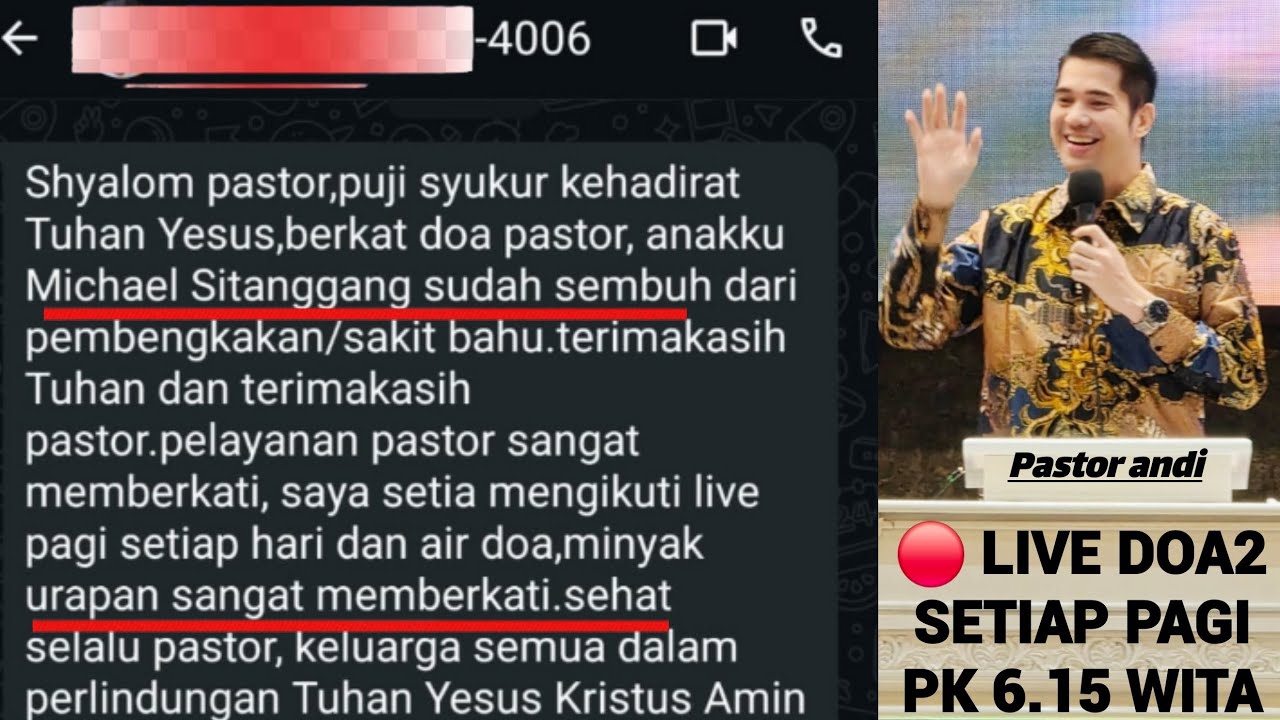 IKUT LIVE DOA BERKAT AIR DAN DOA SAKT PENYAKIT DI SEMBUHKAN OLEH KUASA TUHAN YESUS