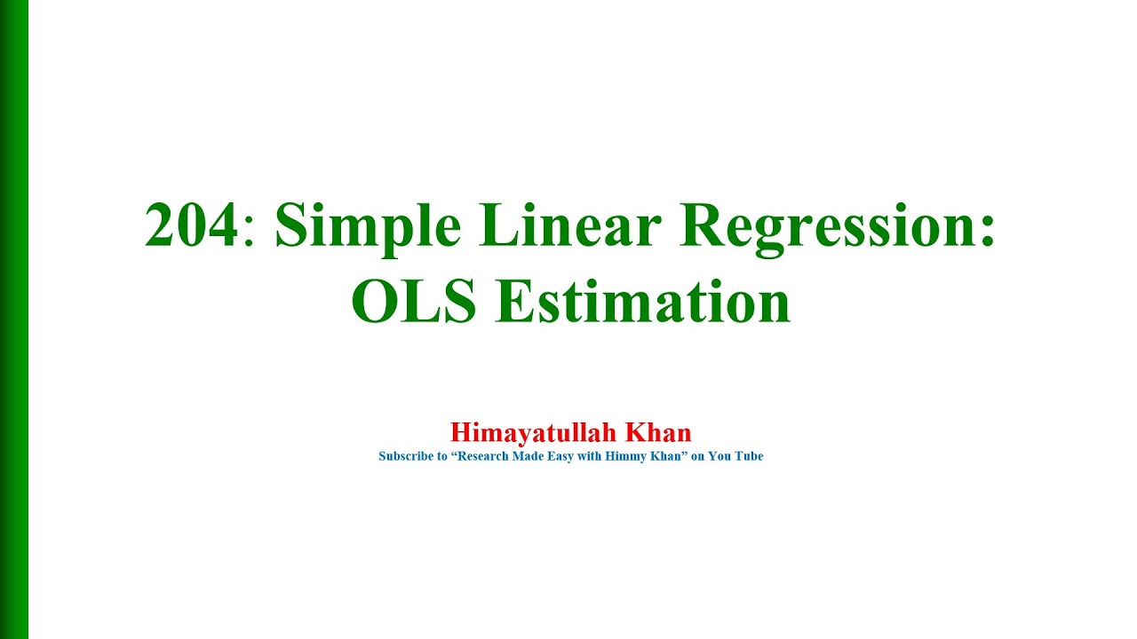 204 Simple Linear Regression and OSL - YouTube
