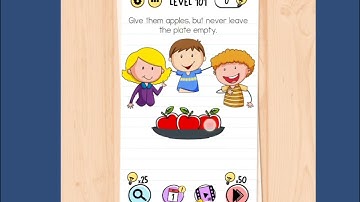 Brain Test Level 101 Walkthrough - Give them apples. but never leave the picture empty