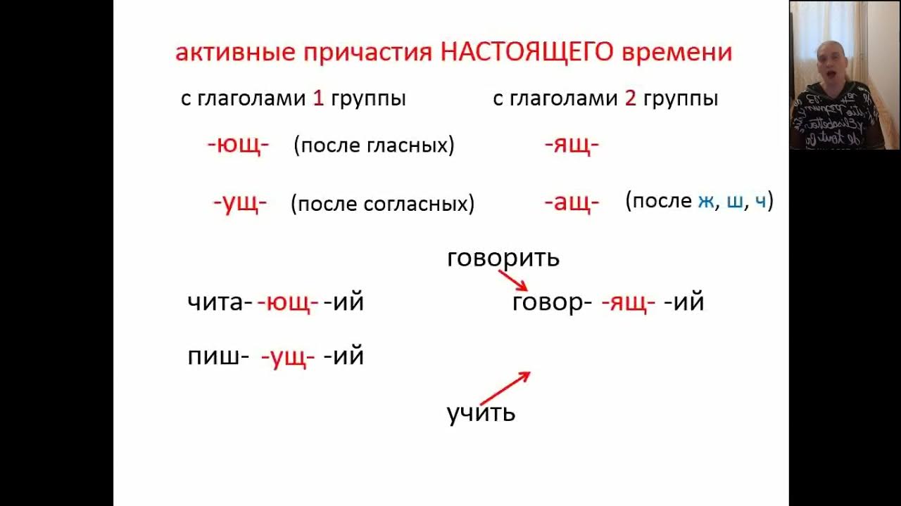 Настоящее время youtube. Активные причастия. Активные причастия настоящего времени. Активные и пассивные причастия. Причастия активные и пассивные в русском языке.