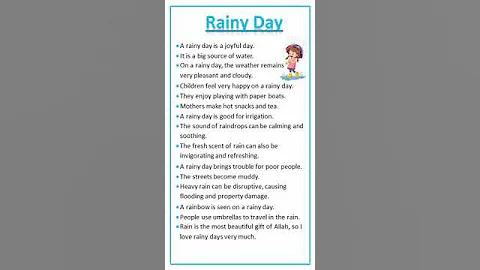 Essay on Rainy Day#essay #easytolearnandwrite #youtubeshorts #shorts #rain #raindays #viral#english