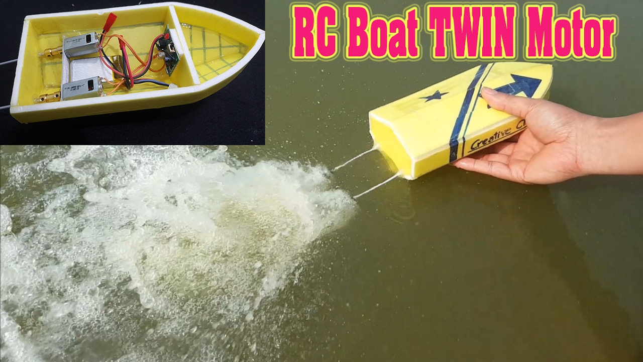 how to make mini rc boat twin 180 motor - youtube