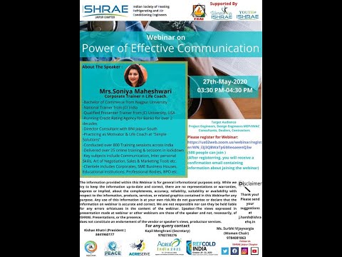 Power of Effective Communication by Mrs. Soniya Maheshwari on 27th May 2020