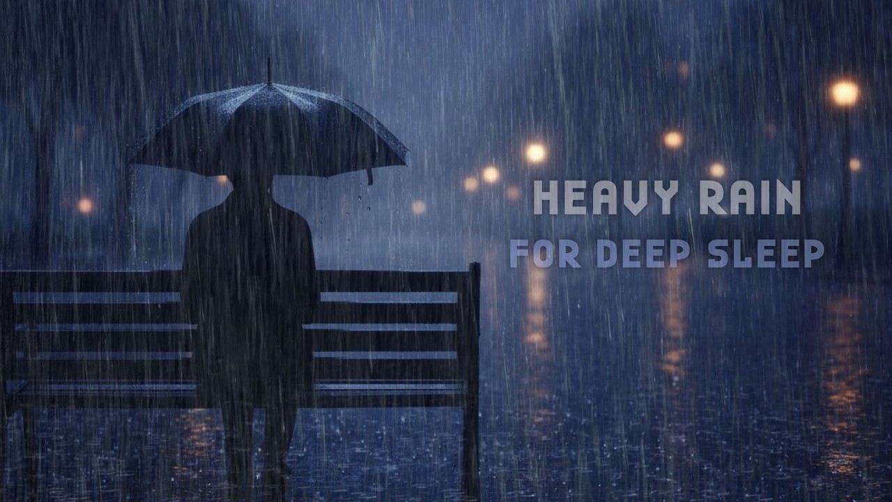 Peaceful Night Sleep 😴 Heavy Rainstorm & Thunder 🌧️⚡ Safe Under Umbrella