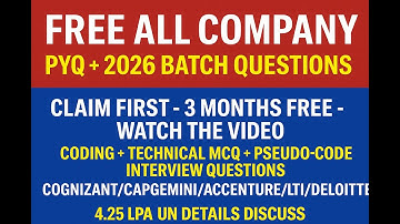 FREE ALL COMPANY PYQs for 2026 Batch | Coding + Technical MCQ + Pseudo Code + Interview Questions