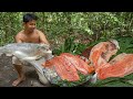 Wow! Cooking Big Salmon Fish Eating So Delicious with Spicy Sauce