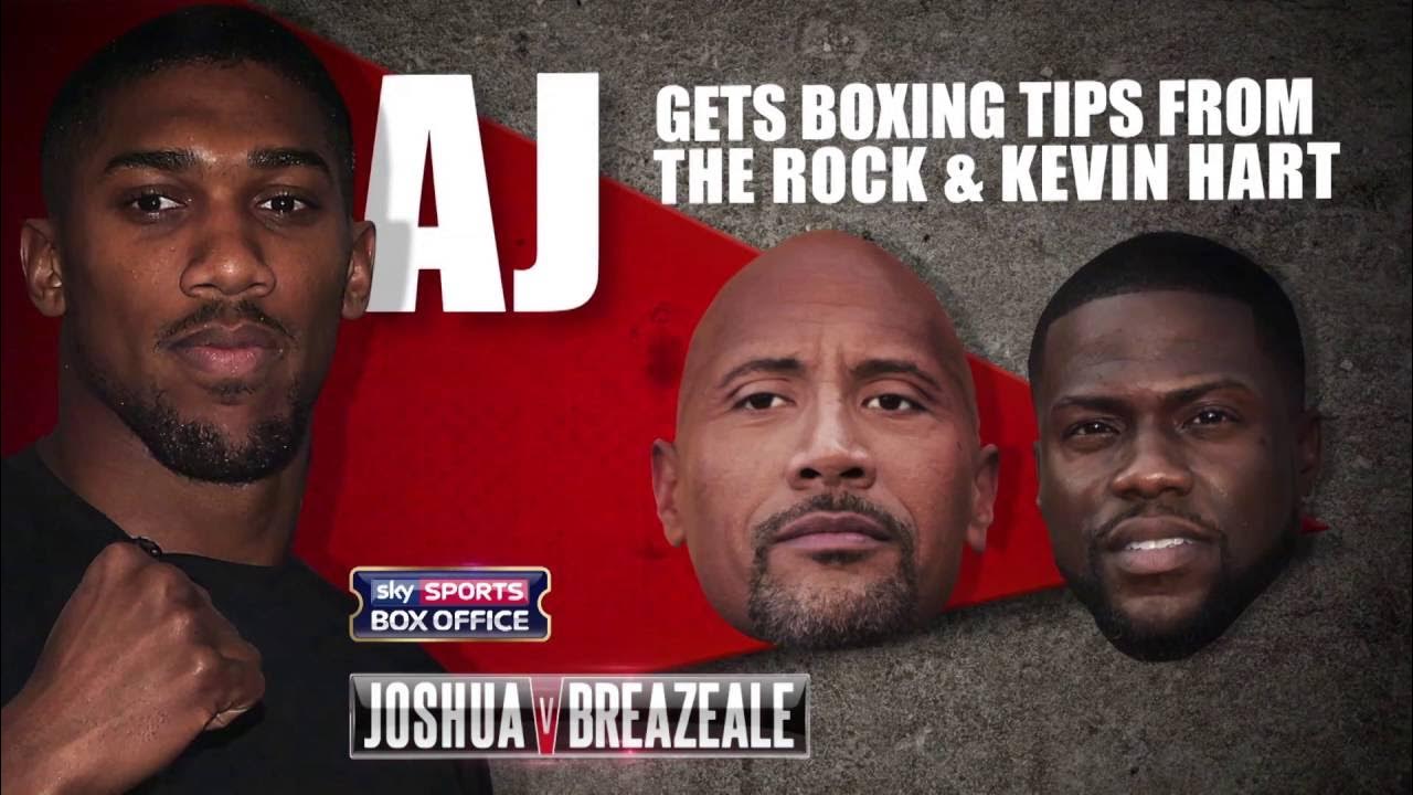 The Rock and Kevin Hart give Anthony Joshua sparring tips