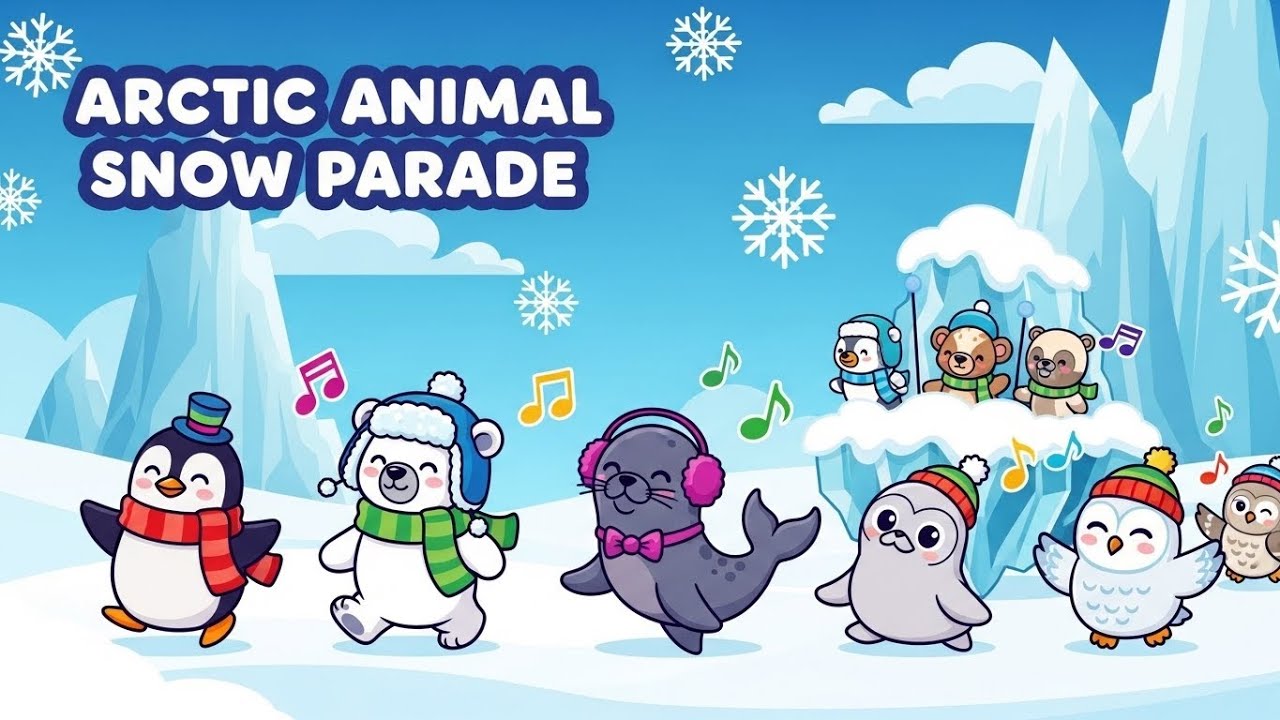 Arctic Animal Snow Parade | Learn with Polar Animals for Kids | Animagic Studio