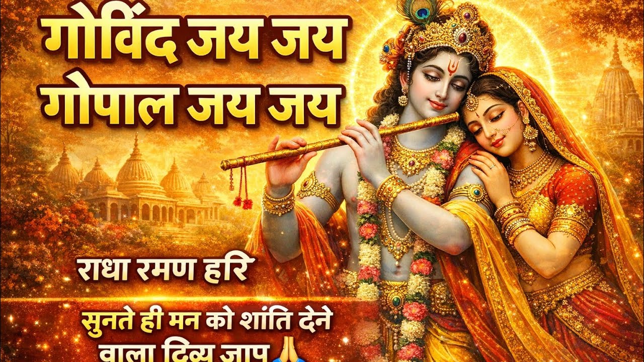 गोविंद जय जय, गोपाल जय जय। राधा रमण हरि गोपाल जय जय, मन को शांति देने वाला दिव्य मंत्र जाप 