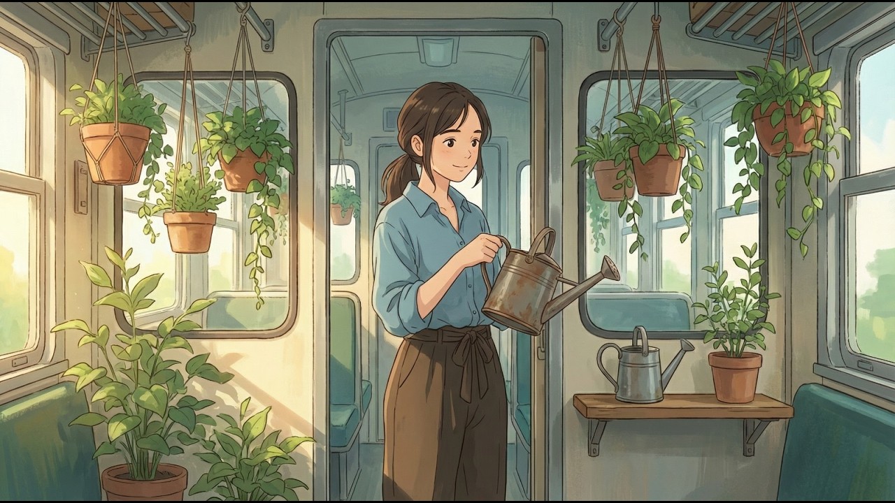 Cozy Train ASMR for Sleep | Endless Railway Ambience | Ghibli silent days